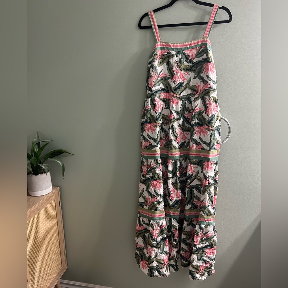NWT loft floral paradise tiered maxi dress linen - Picture 4 of 8
